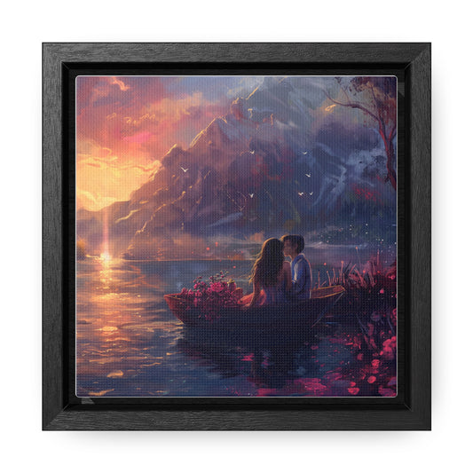 Romantic Mountain Sunset Canvas Wrap - Framed Wall Art